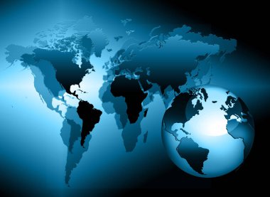 Global iş dünyasının en iyi internet kavramı. Küre, teknolojik arka planda parlayan çizgiler. Wi-Fi, ışınlar, semboller İnternet, 3 boyutlu illüstrasyon