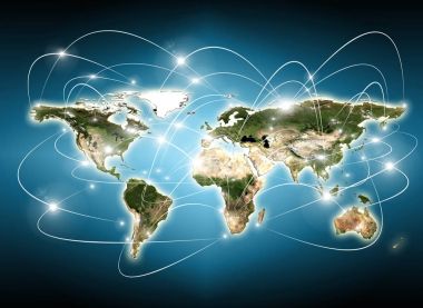 Dünya harita üzerinde teknolojik bir arka plan. En iyi Internet kavramı küresel iş. Nasa tarafından döşenmiş bu görüntü unsurları