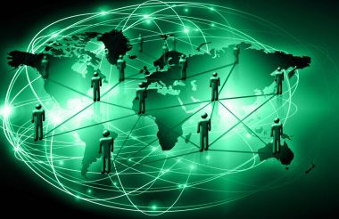 Global işletmelerin en iyi internet kavramı. Teknolojik geçmiş, internet, televizyon, mobil ve uydu iletişimi sembolleri.