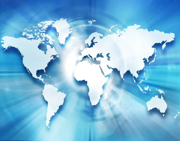 Meilleur concept Internet des affaires mondiales. Globe, lignes lumineuses sur fond technologique. Wi-Fi, rayons, symboles Internet, illustration 3D — Photo