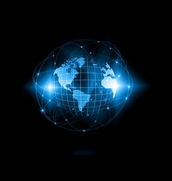 Best Internet Concept of global business. Globe, glowing lines on technological background. Wi-Fi, rays, symbols Internet, 3D illustration — Stock Photo, Image