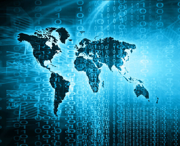 Карта мира на технологическом фоне, светящиеся линии символов Интернета, радио, телевидения, мобильной и спутниковой связи
.