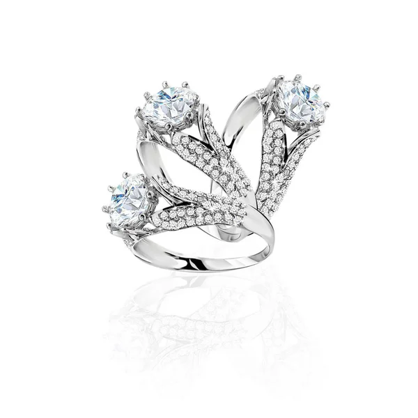 Sada prstenů. Nejlepší svatební zásnubní prsten. 3D obrázek — Stock fotografie
