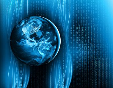 Dünyadan Uzaya. Kavram serisinden küresel iş dünyasının en iyi internet kavramı. Bu görüntünün elementleri NASA tarafından döşenmiştir. 3B illüstrasyon