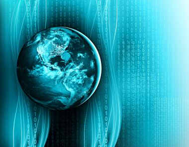 Dünyadan Uzaya. Kavram serisinden küresel iş dünyasının en iyi internet kavramı. Bu görüntünün elementleri NASA tarafından döşenmiştir. 3B illüstrasyon