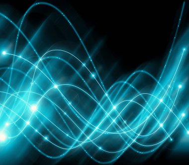 Arka plan ile bağlantılı çizgilerin ve noktaların tasarımınız için. Güzel iç içe, düz çizgiler, noktalar ve yanıp söner karanlık bir arka plan üzerinde parlayan