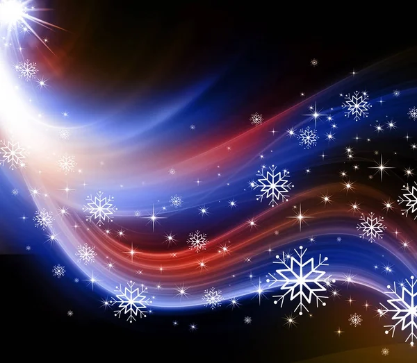 Snowflakes and stars descending on background — Stock Photo, Image