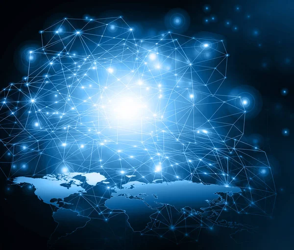 Global işletmelerin en iyi internet kavramı. Teknolojik geçmiş, internet, televizyon, mobil ve uydu iletişimi sembolleri.