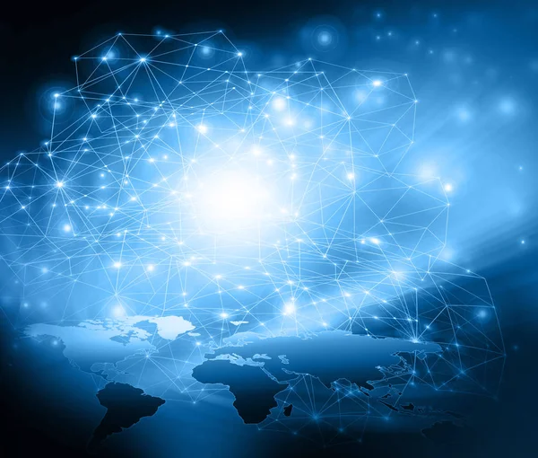 Global işletmelerin en iyi internet kavramı. Teknolojik geçmiş, internet, televizyon, mobil ve uydu iletişimi sembolleri.