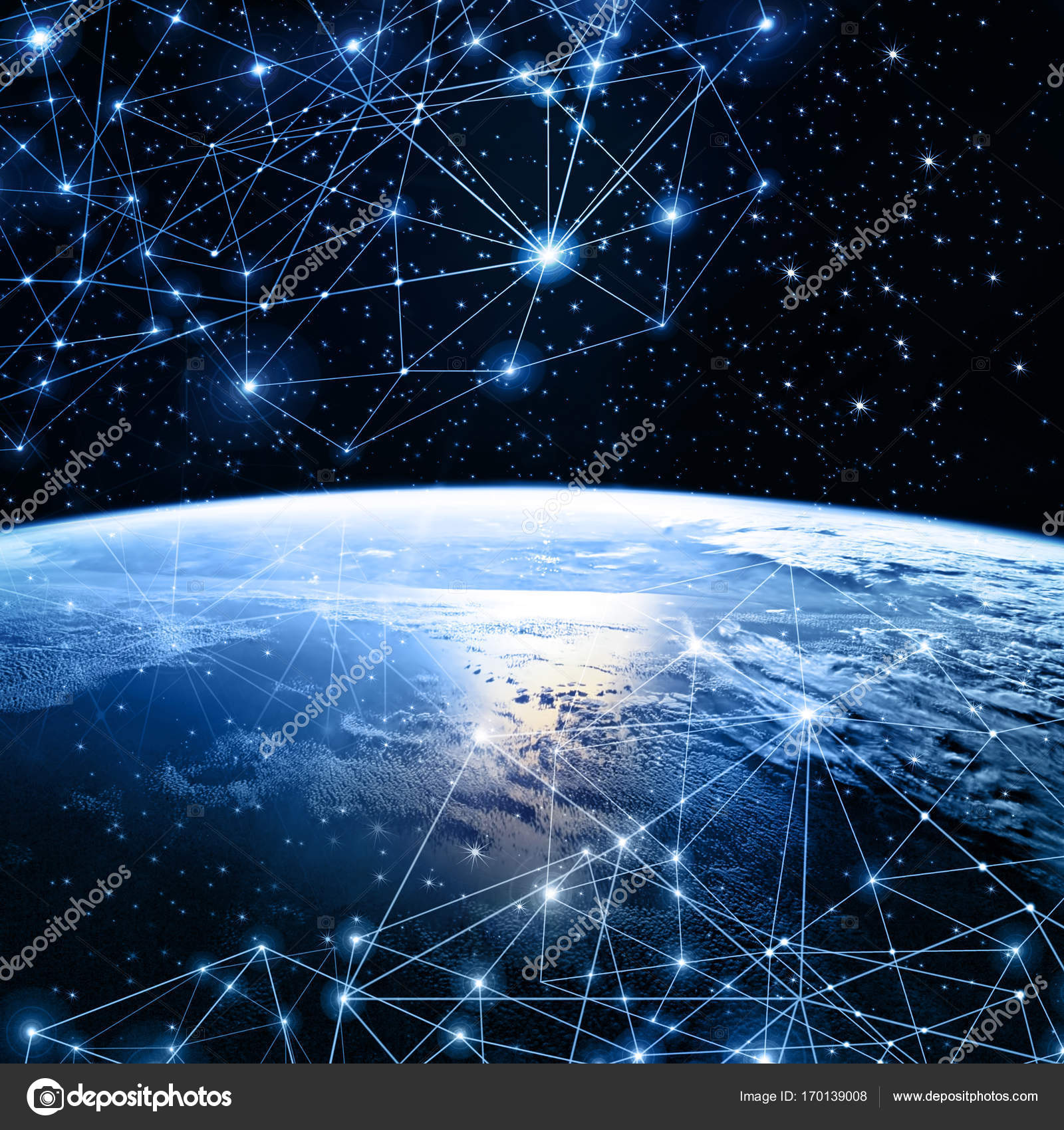 宇宙からの地球 コンセプトシリーズからのグローバルビジネスのベストインターネットコンセプト Nasaによって提供されたこの画像の要素 3dイラスト ストック写真 C Stori