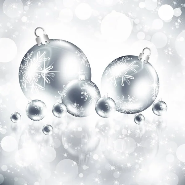Hintergrund mit silbernen Weihnachtskugeln — Stockfoto