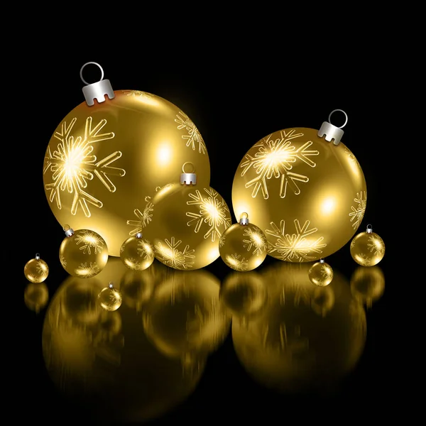 Hintergrund mit goldenen Weihnachtskugeln — Stockfoto