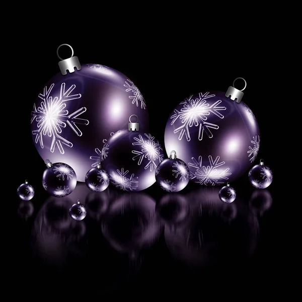 Natal fundo roxo com bolas — Fotografia de Stock