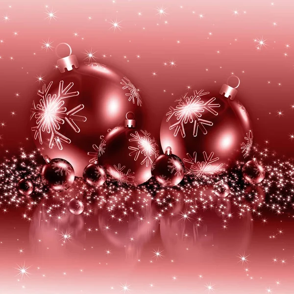 Χριστούγεννα κόκκινο φόντο με μπάλες — Φωτογραφία Αρχείου