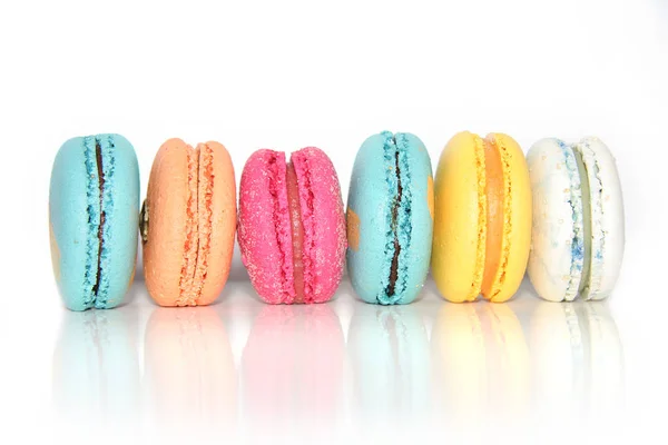 Colorful macarons cakes. Small French cakes. Sweet and colorful french macaroons