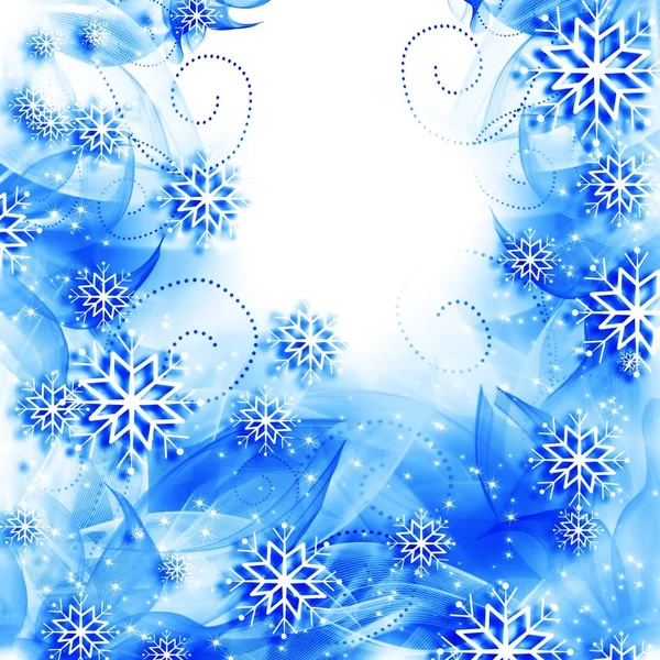 Schneeflocken und Sterne im Hintergrund — Stockfoto
