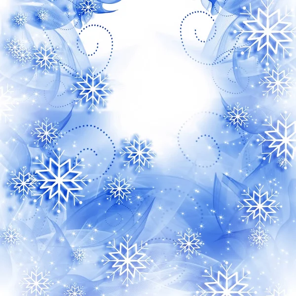 Snowflakes and stars descending on background — Stock Photo, Image