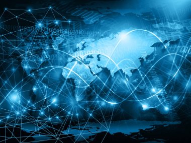 Global işletmelerin en iyi internet kavramı. Teknolojik geçmiş, internet, televizyon, mobil ve uydu iletişimi sembolleri.