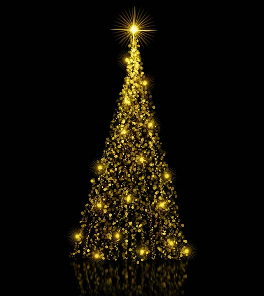 圣诞黄金树背景 — 图库照片