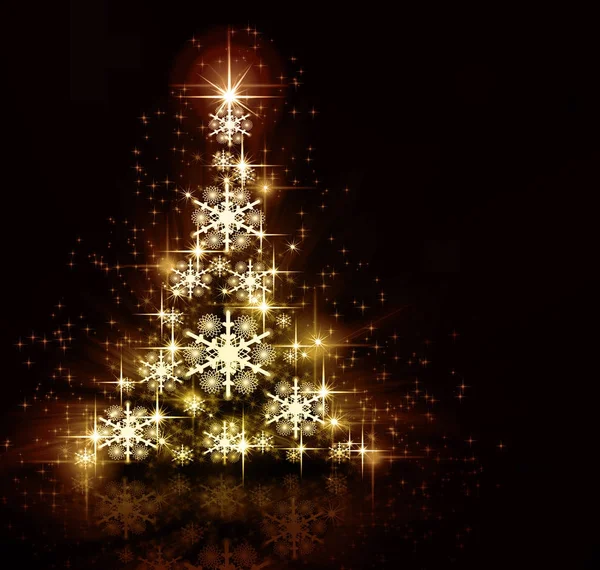 ゴールドのクリスマス ツリーの背景色 — ストック写真