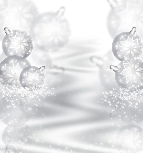Background with Christmas silver baubles — Stock Photo, Image