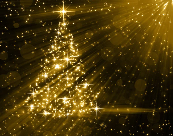 Fondo árbol de oro de Navidad —  Fotos de Stock