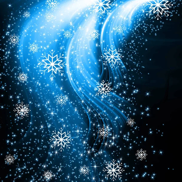 Snowflakes and stars descending on background — Stock Photo, Image