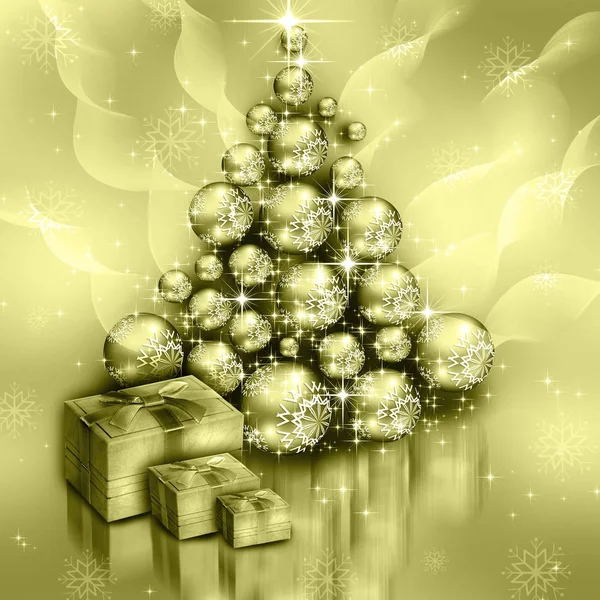 Albero di Natale oro sfondo — Foto Stock