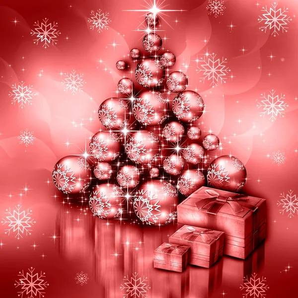 Christmas red tree — Stock Photo, Image