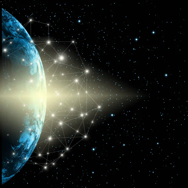 宇宙からの地球。コンセプトシリーズからのグローバルビジネスのベストインターネットコンセプト。NASAによって提供されたこの画像の要素。3Dイラスト — ストック写真
