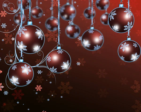 Red Christmas background with balls — Stock Photo, Image