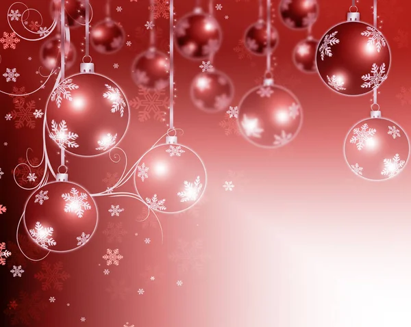 Красный рождественский фон с шариками — стоковое фото
