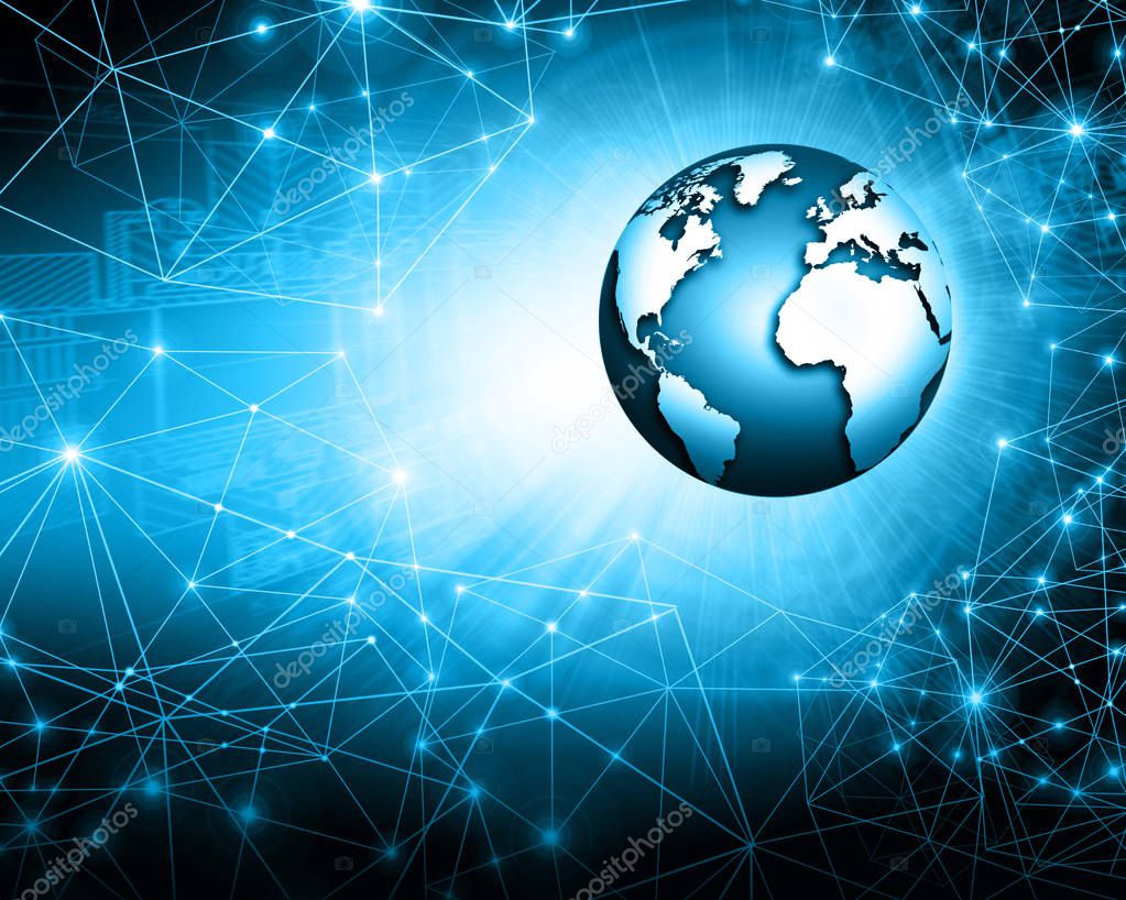Internet mejor concepto de negocio global. Globo, líneas brillantes en