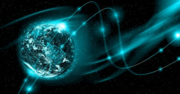 Ziemia z kosmosu. Best Internet Concept of global business from concepts series. Elementy tego obrazu dostarczone przez NASA. 3D ilustracja — Zdjęcie stockowe