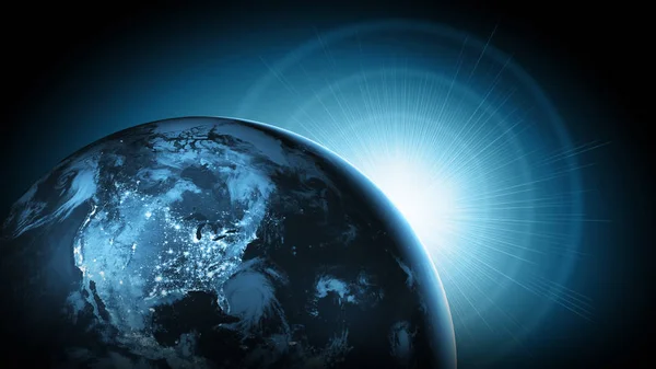 Pământul din spaţiu. Cel mai bun Internet Concept al afacerilor globale din seria de concepte. Elemente ale acestei imagini furnizate de NASA. Ilustrație 3D — Fotografie, imagine de stoc