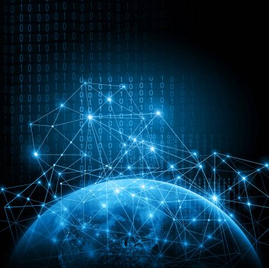 Dünyadan Uzaya. Kavram serisinden küresel iş dünyasının en iyi internet kavramı. Bu görüntünün elementleri NASA tarafından döşenmiştir. 3B illüstrasyon