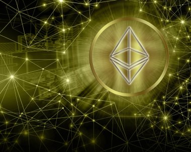 Dijital para Ethereum, fütüristik dijital para, küresel iş kavramı Internet. Teknolojik arka plan