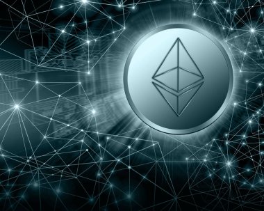 Dijital para Ethereum, fütüristik dijital para, küresel iş kavramı Internet. Teknolojik arka plan