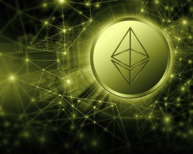 Dijital para Ethereum, fütüristik dijital para, küresel iş kavramı Internet. Teknolojik arka plan