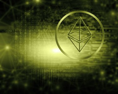 Dijital para Ethereum, fütüristik dijital para, küresel iş kavramı Internet. Teknolojik arka plan