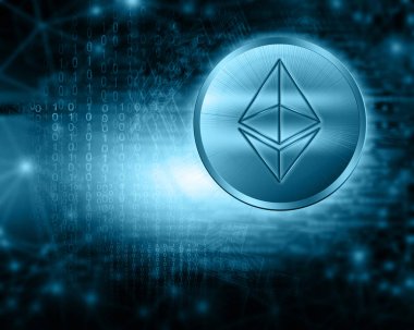 Dijital para Ethereum, fütüristik dijital para, küresel iş kavramı Internet. Teknolojik arka plan