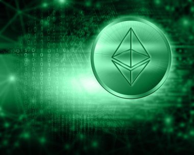 Dijital para Ethereum, fütüristik dijital para, küresel iş kavramı Internet. Teknolojik arka plan