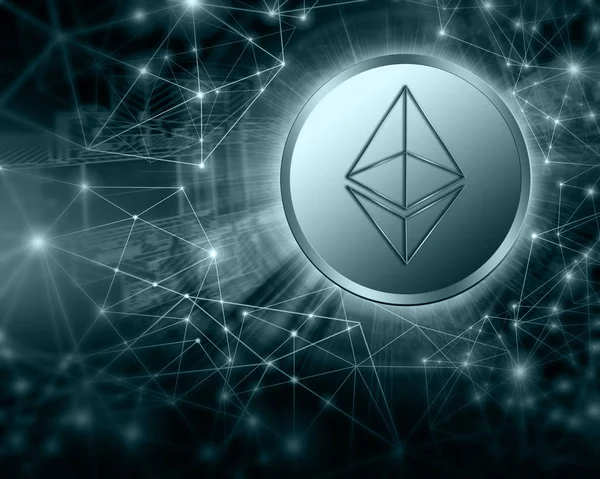 Dijital para Ethereum, fütüristik dijital para, küresel iş kavramı Internet. Teknolojik arka plan