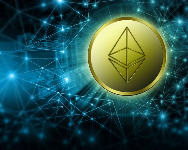 Цифрова валюта Ethereum, футуристичні цифрові гроші, Інтернет-концепція глобального бізнесу. Технологічний фон — стокове фото