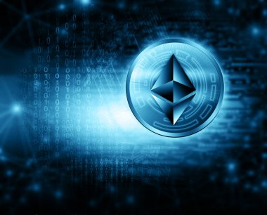 Dijital para Ethereum, fütüristik dijital para, küresel iş kavramı Internet. Teknolojik arka plan