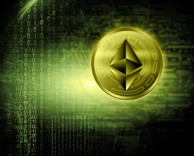 Dijital para Ethereum, fütüristik dijital para, küresel iş kavramı Internet. Teknolojik arka plan