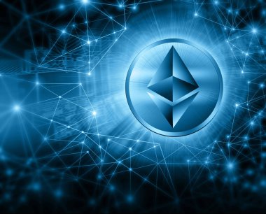 Dijital para Ethereum, fütüristik dijital para, küresel iş kavramı Internet. Teknolojik arka plan