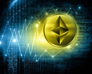 Dijital para Ethereum, fütüristik dijital para, küresel iş kavramı Internet. Teknolojik arka plan