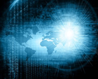 En iyi Internet kavramı küresel iş. Teknolojik arka plan. Sembolleri Wi-Fi, Internet, televizyon, telefon ve uydu iletişim ışınları