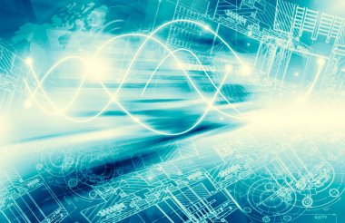 Global işletmelerin en iyi internet kavramı. Teknolojik geçmiş, internet, televizyon, mobil ve uydu iletişimi sembolleri.